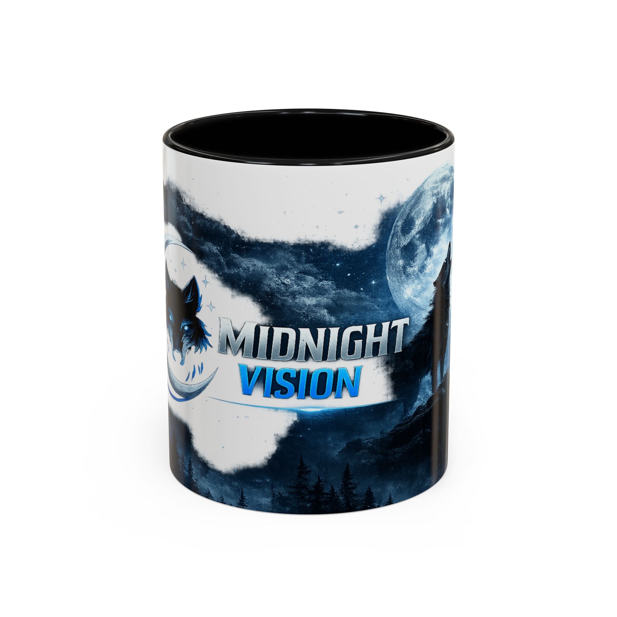 Midnight Vision Wolf Coffee Mug — Moonlit Howl Accent Mug (11/15oz)