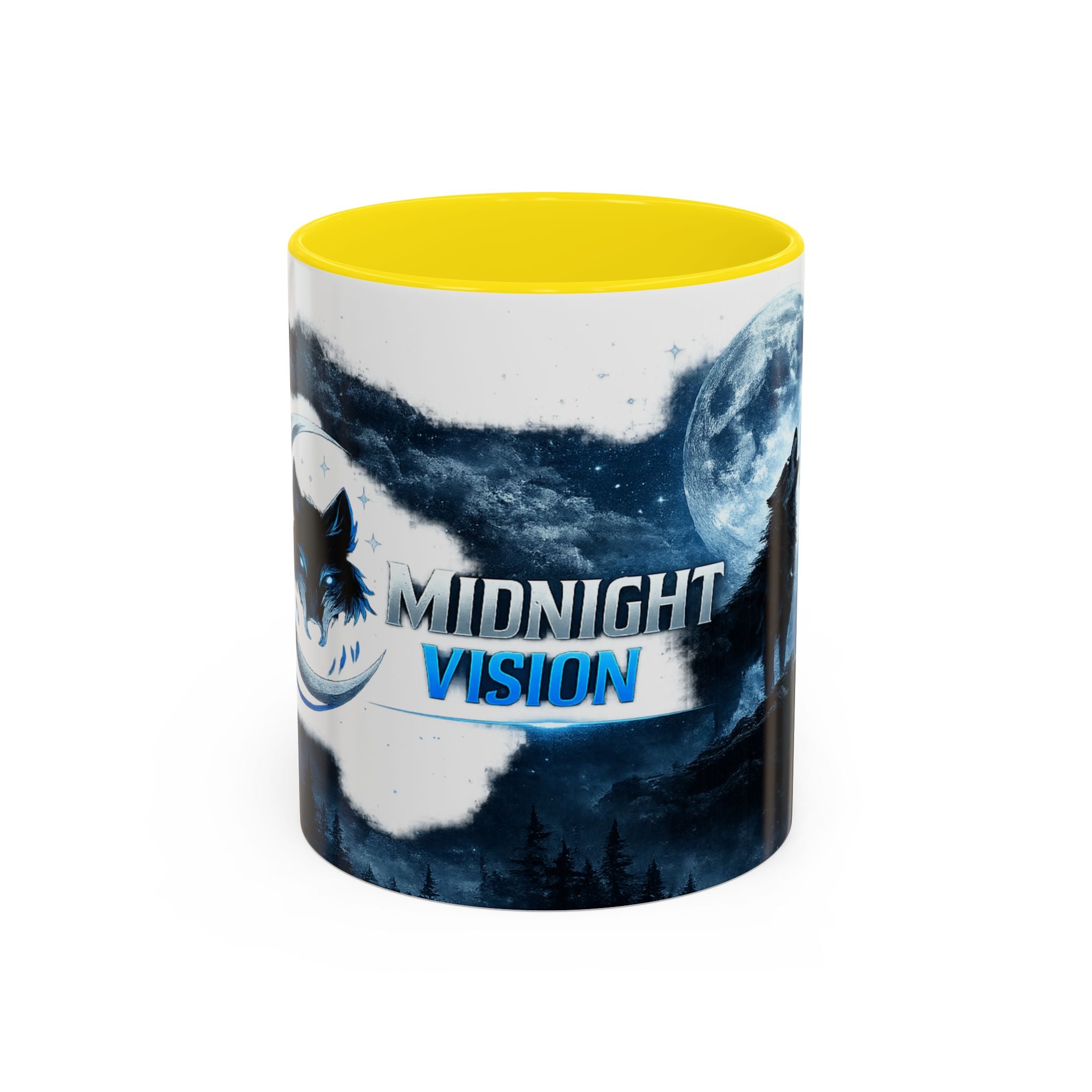 Midnight Vision Wolf Coffee Mug — Moonlit Howl Accent Mug (11/15oz)