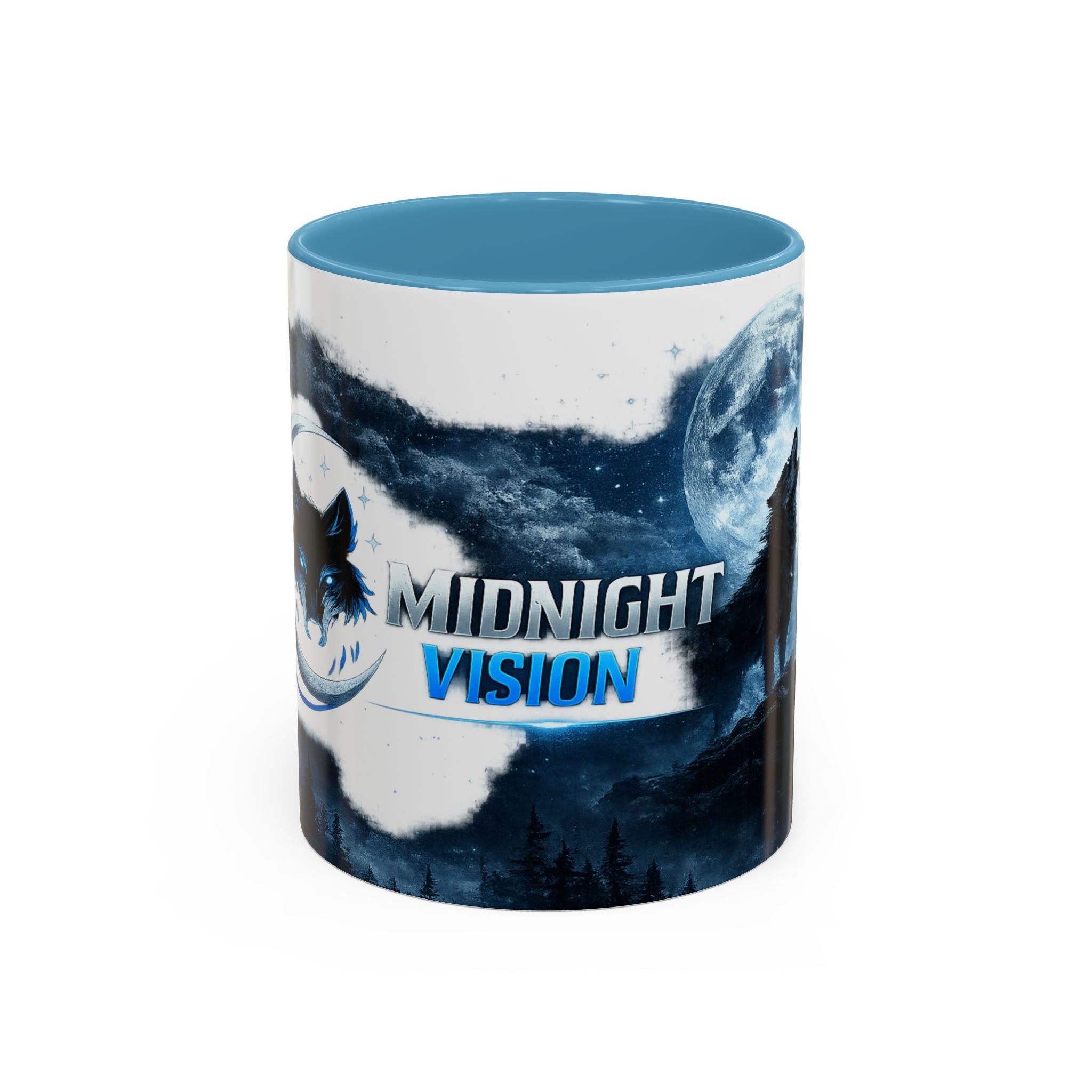Midnight Vision Wolf Coffee Mug — Moonlit Howl Accent Mug (11/15oz)