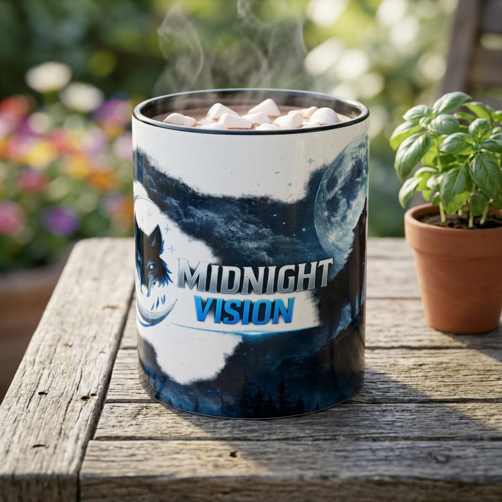 Midnight Vision Wolf Coffee Mug — Moonlit Howl Accent Mug (11/15oz)